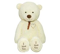 TEDBI Grand Ours en Peluche 200cm | Crème Vanille | Geant Nounours gigantesque Ours en Peluche Jouet Coeur Cadeau d'anniversaire Cadeau XXL Ours en Peluche avec Broderie Je t'aime