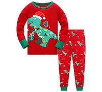 TEDD Garçons Filles Ensembles de Pyjama de Noël en Coton Mignonne Père Noël Dinosaure Bébé Vêtements de Nuit pour Enfants 9-10 Ans