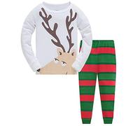 TEDD Garçons Filles Ensembles de Pyjama de Noël en Coton Mignonne Père Noël Dinosaure Bébé Vêtements de Nuit pour Enfants 5-6 Ans
