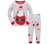 TEDD Garçons Filles Ensembles de Pyjama de Noël en Coton Mignonne Père Noël Dinosaure Bébé Vêtements de Nuit pour Enfants 5-6 Ans