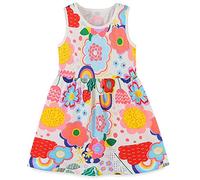 TEDD Robe Fille Licorne et Fleurs sans Manches Courtes en Coton d'été A-Ligne de Fête Robes pour Enfants 6-7 Ans, Flore