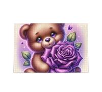 Tedder Bear Flower Purple Puzzles Game Home Wall Art Funny Puzzles for Adults 1000 pieces