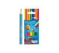 Teddies Crayons de couleur en bois courts Ocean World hexagonal 6 pièces en boîte 4,5x11x1cm 24pcs