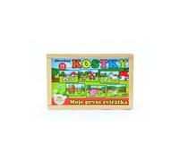 Teddies Cubes cube Mes premiers animaux en bois 15pcs dans une boîte en bois 20x13x5,2cm à partir de 12 mois