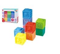 Teddies Cubes en caoutchouc 9pcs 5x5cm dans une boîte 23x21x6cm 18m+