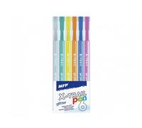 Teddies Stylo gel pailleté 6 pcs plastique sous blister 6x15x1,5cm