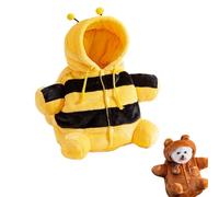 Teddy Bear Dog Bag, Cat Puppy Plush Outing Backpack, Adjuable Carrier Soft Sided Folding, with Harness Clipfor Protection, Outdoor Indoor Use (Bee,Small)