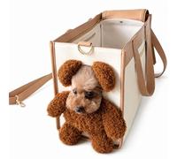 Teddy Bear Dog Carrier Bag for Small Dogs and Cats, 2 in 1 Multifunctional Pet Carrier Handbag with Plush and Furry Ears, Portable Convenient Travel Tote Bag for Walks and Errands (L)