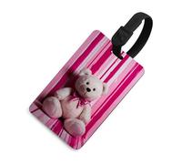 Teddy Bear Étiquettes de bagage avec inscription « Peach Rose » - Identification facile - Sécurisée et élégante - Pour homme et femme - Sac à main - Style noir