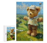Teddy Bear Golfing Art Print Puzzle 1000 Pièces Educa Jouet en Bois Cadeau Unique Décoration Intérieure Jeu Éducatif Challenge Toy Adultes Et Enfants À Partir De 14 Ans 300 PCS