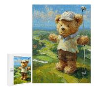 Teddy Bear Golfing Art Print Puzzle 1000 Pièces Educa Jouet en Bois Cadeau Unique Décoration Intérieure Jeu Éducatif Challenge Toy Adultes Et Enfants À Partir De 14 Ans 500 PCS