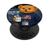 Teddy Bear Happy Coding, Just a Boy Who Loves Coding PopSockets PopGrip Adhésif