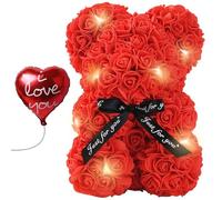 Teddy Bear® | Ours en Roses Lumineux et Ballon Coeur | Cadeau Romantique | avec LED et Rose Eternelle | Coffret pour la Saint Valentin, Fête des Mères | OriginalCorner®