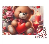 Teddy de Saint Valentin 1000 Pièces Puzzle pour Adultes Carton sans Odeur Anti-Stress pour S'amuser pour Passionnés pour Collectionner 52x38cm/1000pcs