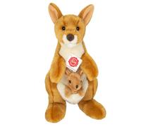 Teddy Hermann 91633 Kangourou avec bébé 30 cm, Jouet en Peluche avec Un Contenu recyclé idéal (matériau de Remplissage)