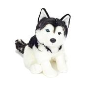 Teddy Hermann 91976 Chien Husky Assis 30 cm, Jouet câlin avec Un Contenu recyclé idéal (matériau de Remplissage)