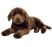 Teddy Hermann 91988 Labrador allongé Brun Chocolat 50 cm, Jouet en Peluche avec Un Contenu recyclé idéal (matériau de garnissage)