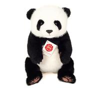 Teddy Hermann 92447 Panda Assis 28 cm, Jouet câlin avec Un Contenu recyclé idéal (matériau de Remplissage)