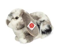 Teddy Hermann 93733 Lapin bélier Gris-Blanc piebald 23 cm, Jouet câlin avec Un Contenu recyclé idéal (matériau de Remplissage)