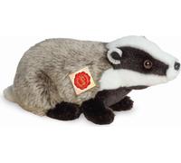Teddy Hermann Dachs, Kuscheltier, Stofftier, Plüschtier, Waldtier, Wildtier, Plüsch, Schwarz-Weiß, Grau, 30 cm, 90815
