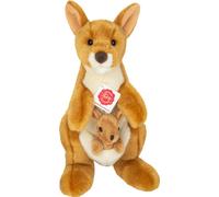Teddy Hermann Känguru mit Baby, Kuscheltier, Stofftier, Plüschtier, Exotisches Wildtier, Hellbraun, 30 cm, 916338