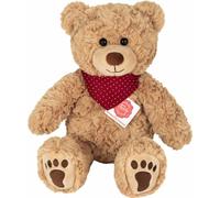 Teddy Hermann Teddy Curtis mit Halstuch, Kuscheltier, Stofftier, Plüschtier, Teddybär, Braun Rot, 30 cm , 913276