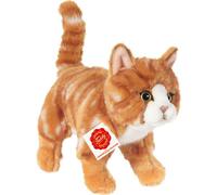 HERMANN® Teddy Peluche chat tigré rouge debout, 20 cm