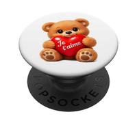 Teddy « Je t’Aime » Le Cadeau d’Amour pour Les Couples PopSockets PopGrip Adhésif