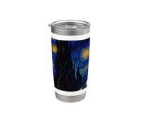 Teddy Roosevelt Terrier Chien Van Gogh Nuit étoilée Gobelet isotherme en acier inoxydable double paroi