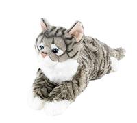 Teddys Rothenburg Peluche chat couché gris/blanc tigré 40 cm Uni-Toys
