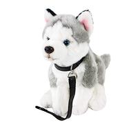 Teddys Rothenburg Peluche Husky avec laisse assise Gris/blanc 25 cm (sans queue) Chien en peluche Uni-Toys