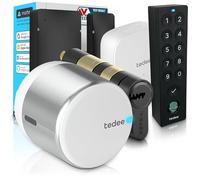Tedee GO2 Alu Serrure intelligente avec WiFi, cylindre Exxo Smart, empreinte digitale et capteur de porte, sécurité classe 6, accès à distance et verrouillage automatique sans lexa, Google