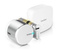 tedee GO2 Alu Serrure intelligente avec WiFi et Bluetooth, kit électronique avec cylindre Exxo Smart 31-62/31-62 mm et Bridge, pour accès à distance et déverrouillage automatique, compatible avec