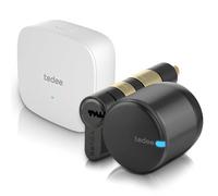 tedee GO2 Alu Serrure intelligente avec WiFi et Bluetooth, kit électronique avec cylindre Exxo Smart 31-62/31-62 mm et Bridge, pour accès à distance et déverrouillage automatique, compatible avec