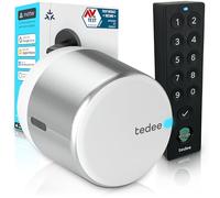 Tedee GO2 Alu Serrure Intelligente Connectée Retrofit | Keypad PRO Empreinte Digitale, Code PIN, Entrée sans Clé | Verrouillage Automatique | Compatible Matter, Alexa, Google Home, Apple, SmartThings