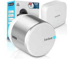 Tedee GO2 Alu Serrure Intelligente Connectée WiFi Bluetooth Retrofit | Bridge Accès à Distance, Entrée sans Clé, Verrouillage Automatique | Compatible Matter, Alexa, Google Home, Apple HomeKit