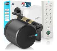 Tedee GO2 Alu Serrure intelligente WiFi avec cylindre Exxo Smart, Bridge et clavier Keypad Pro, serrure électronique avec empreinte digitale et code, accès à distance, compatible avec Alexa et Google