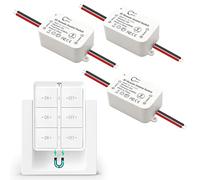 Tedeligo Kit Interrupteur Sans Fil, Va Et Vient émetteur Radio Sans Fil 433 MHz Interupteur Sans Fil 150 Mètres Plage De Contrôle 2200 Watt Commutateur Sans Fil Mobile (1 Interrupteur 3 Récepteurs)