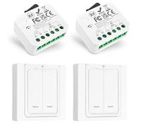 Tedeligo Kit Interrupteurs Sans Fil, Compatible Avec Les AC220V Interrupteurs Muraux, Portée De Contrôle Sans Fil Jusqu'à 50m Pour Lampes D'intérieur (Points : Fil Neutre Et Fil De Phase), 2 À 2