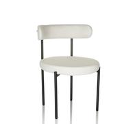 HJH Office – Chaise rembourrée TEDIO – Tissu Teddy, pieds métal – Blanc
