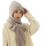 tedious Bonnet Coupe-Vent avec Protection auditive intégrée,Chapeaux écharpe à Capuche d'hiver 2 en 1 Femmes,Bonnet tricoté avec Cache-Cou,Chapeau Chaud épais,Accessoires d'hiver Femmes