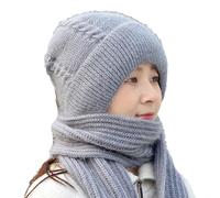 tedious Bonnet Coupe-Vent avec Protection auditive intégrée,Chapeaux écharpe à Capuche d'hiver 2 en 1 Femmes,Bonnet tricoté avec Cache-Cou,Chapeau Chaud épais,Accessoires d'hiver Femmes