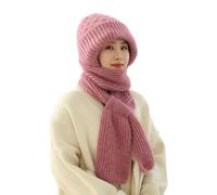 tedious Bonnet Coupe-Vent avec Protection auditive intégrée,Chapeaux écharpe à Capuche d'hiver 2 en 1 Femmes,Bonnet tricoté avec Cache-Cou,Chapeau Chaud épais,Accessoires d'hiver Femmes