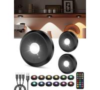 Tedmos Lampe Placard Télécommande, Spot LED Vitrine Rechargeable 2400mAh | USB, RGB, Tactile, Autocollant, Magnétique Batterie de Eclairage Cuisine Sous Meuble Sans Fil a Pile pour Armoire, Escalier