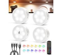 Tedmos Spot Placard avec Detecteur de Mouvement, Lampe Vitrine Rechargeable | 2400mAh USB, Couleurs RGB, Télécommande, Magnétique, LED Veilleuse Sans Fil Pile pour Escalier, Cuisine Sous Meuble, Armoire