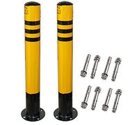 TEDMSGR Lot De 2 Barrières De Stationnement en Métal avec 8 Vis D'Expansion, Idéales pour Les Chantiers, Les Marquages Routiers Ou Les Poteaux De Rue, 750 X 89 Mm