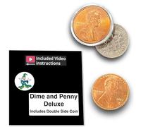 Ted's Sterling Magic Disappearing Dime and Penny Trick with Metal Bang Ring Deluxe Edition