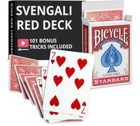 Ted's Sterling Magic Precision Red Rider Back Bicycle Deck Svengali avec instructions pour plus de 100 tours (7 cœurs)