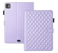 TEDTIKJT Coque Compatible avec iPad Pro 13 Pouces 2024 Étui en Cuir PU Flip Cover Support Protection Tablette Magnétique Portefeuille Housse iPad Pro 13avec Automatique Réveil/Sommeil,Violet Rhombique