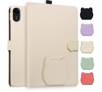 TEDTIKJT Coque Compatible avec OnePlus Pad 3/Oppo Pad 4 Pro 13.2" 2025 Etui de Protection PU Cuir Flip Support Housse Etui Motif de Tête de Chat Mignon Tablette Coque,Couleur Abricot